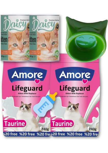Iki Adet 240G Yavru Kedi Süt Tozu ve Aksesuar Seti