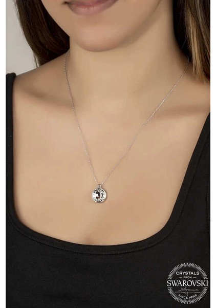 Swarovski Crystal Taşlı Çerçeveli Gümüş Kadın Kolye fiyatları