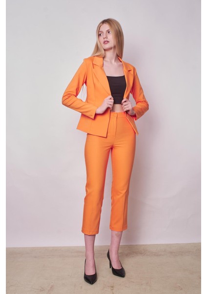 Kadın Yakalı Cep Kapaklı Uzun Kol Hafif Likralı Kumaş Blazer Ceket(Pantolon Jument 40076)-MANGO fiyatları