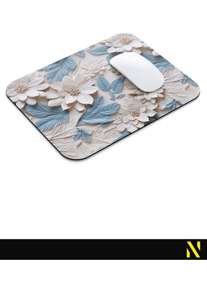 Çiçek Desenli Renkli Ergonomik Mouse Pad - 23 cm x 19 cm - Kaydırmaz Taban Ev ve Ofis Kullanımı Fare Altlığı Mousepad