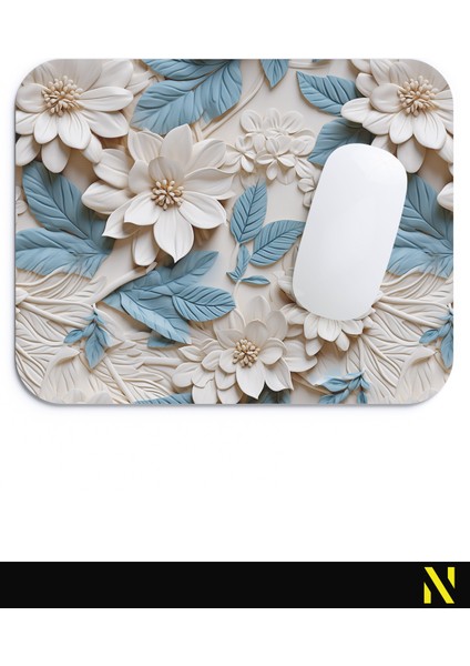 Çiçek Desenli Renkli Ergonomik Mouse Pad - 23 cm x 19 cm - Kaydırmaz Taban Ev ve Ofis Kullanımı Fare Altlığı Mousepad