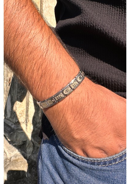 Ay Yıldızlı Göktürkçe Türk Italyan Charm Unisex Çelik Bileklik SCB60 modelleri