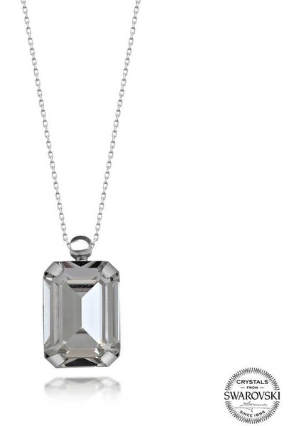 Swarovski Crystal Taşlı Baget Gümüş Kadın Kolye