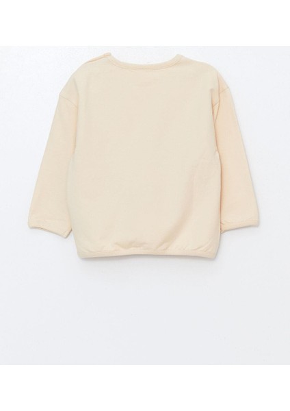 Baby Bej Bisiklet Yaka Nakışlı Erkek Bebek Sweatshirt ve Eşofman Alt 2'li Takım fırsatları