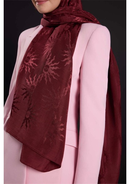 Güneş Doğarken Bordo Shiny Jakar Şal : 251-3028-023