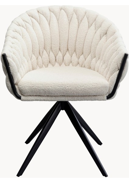 Dean Döner Bouclé Kolçaklı Sandalye - Ekru, Fifties Tarzı fiyatları