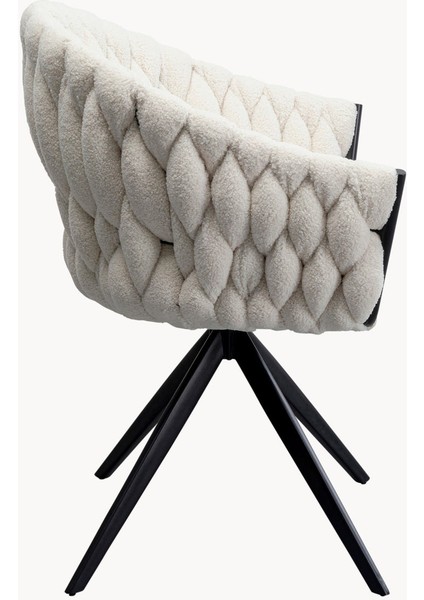 Dean Döner Bouclé Kolçaklı Sandalye - Ekru, Fifties Tarzı modelleri