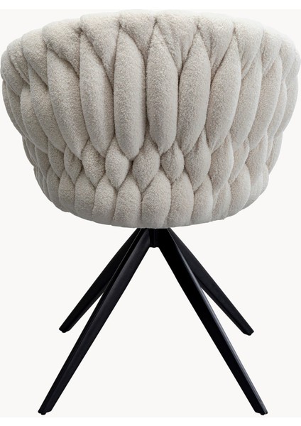 Dean Döner Bouclé Kolçaklı Sandalye - Ekru, Fifties Tarzı fırsatları