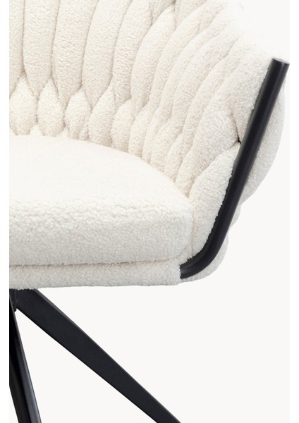 Dean Döner Bouclé Kolçaklı Sandalye - Ekru, Fifties Tarzı indirimleri