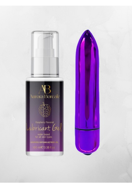 Aurora Boreale Ahududu Aromalı Kayganlaştırcı Jel 100ML + Mini Kurşun Vibratör Mor