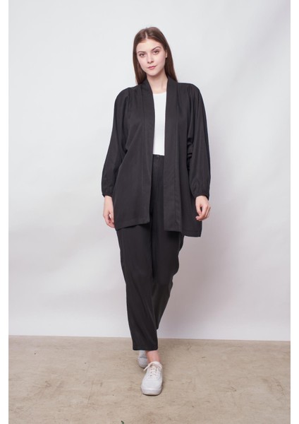 %100 Iyocell Akıcı Şık Kumaş Dökümlü Iç Göstermez Smart Yazlık Pantolon(Hırka Jument 60053)-SIYAH