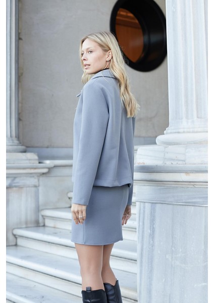 Kadın Hafif Likralı Kışlık Kaşe Yüksek Bel Diz Üstü Hafif Mini Kalem Etek(Boy 47CM)-GRI modelleri