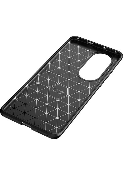Huawei P50 Pro Kılıf Kamera Korumalı Karbon Desenli Lux Negro Silikon - Siyah + Hayalet Ekran Koruyucu