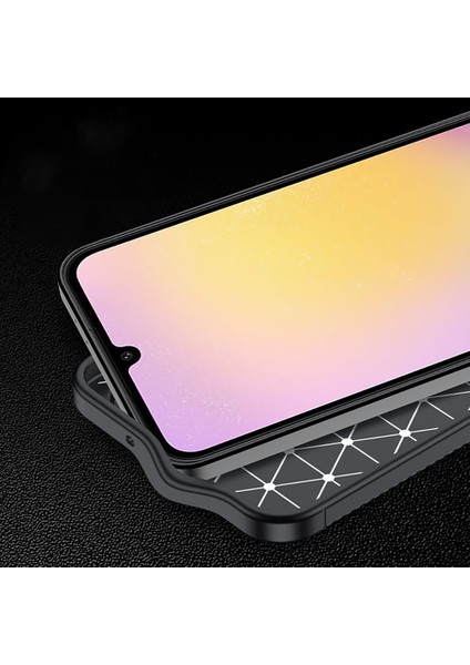 Galaxy A36 Kılıf Kamera Korumalı Karbon Desenli Lux Negro Silikon - Siyah + Hayalet Ekran Koruyucu
