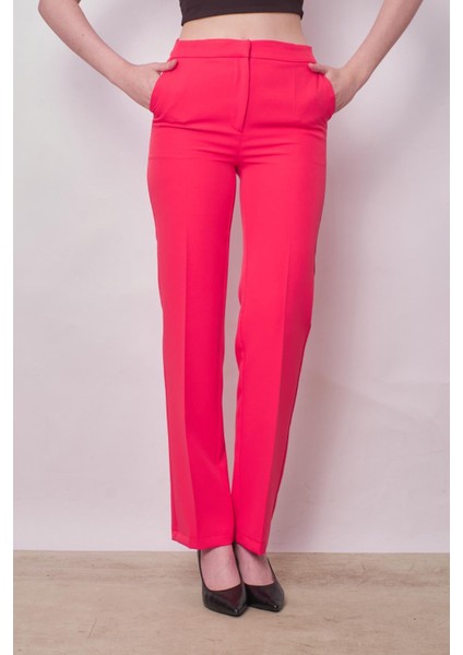 Kadın Yüksek Bel Yan Cepli Boru Paça Şık Kırışmaz Hafif Likralı Kumaş Klasik Pantolon(Ceket Jument 30074)-MERCAN fırsatları