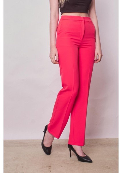 Kadın Yüksek Bel Yan Cepli Boru Paça Şık Kırışmaz Hafif Likralı Kumaş Klasik Pantolon(Ceket Jument 30074)-MERCAN indirimleri