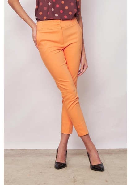 Yüksek Bel Cepli Paçası Yırtmaçlı Bilek Boy Hafif Likralı Kumaş Şık Ofis Pantolon-Mango fırsatları