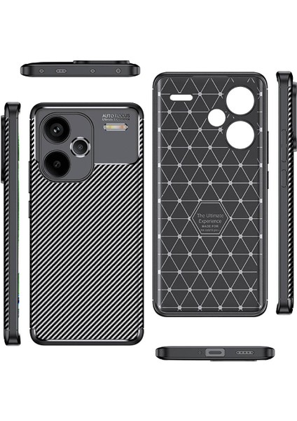 Xiaomi Redmi Note 13 Pro Plus 5g Kılıf Kamera Korumalı Karbon Desenli Lux Negro Silikon - Siyah + Hayalet Ekran Koruyucu