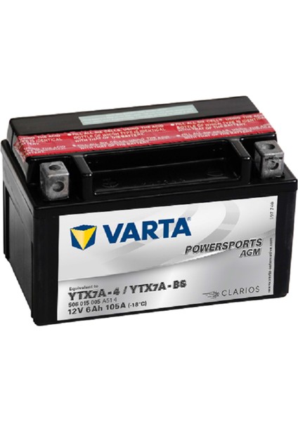 Varta Powersports Agm YTX7A-BS 12V6AH 105A