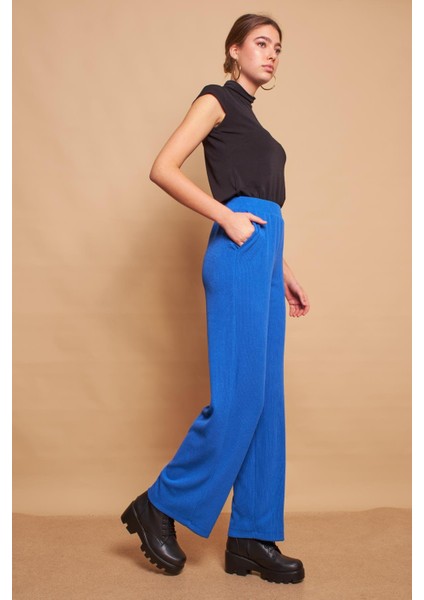 Yüksek Bel Yan Cepli Yürüyüş Triko Pantolon- Sax fırsatları