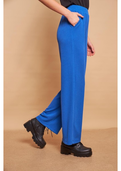 Yüksek Bel Yan Cepli Yürüyüş Triko Pantolon- Sax indirimleri