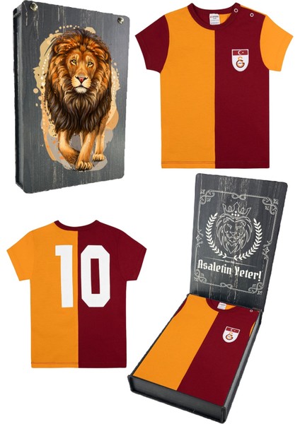 Orijinal Lisanslı Metin Oktay Sarı Kırmızı Unisex Bebek T-Shirt Hediyelik Ahşap Kutulu