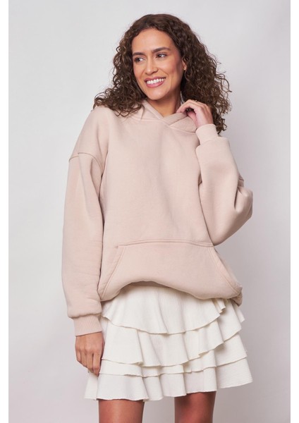 Kadın Mykonos Yüksek Bel Fırfırlı Hafif Mini Etek(Boyu 44CM +-2cm)-Krem indirimleri