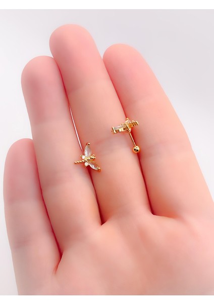 Cerrrahi Çelik Piercing ( Pirsing ) Zirkon Kelebek Tragus Helix Piercing (1ADET) fiyatları