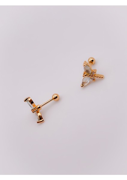 Cerrrahi Çelik Piercing ( Pirsing ) Zirkon Kelebek Tragus Helix Piercing (1ADET) fırsatları