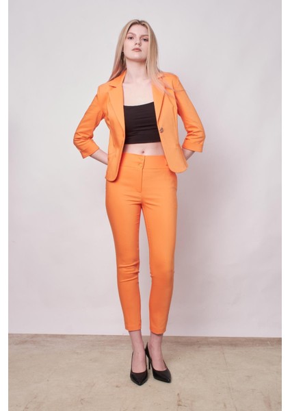 Yüksek Bel Kalın Kemerli Cepli Dar Paça Bilek Boy Pamuklu Likralı Kumaş Pantolon -Mango fiyatları