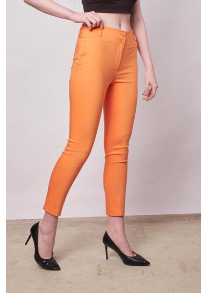 Yüksek Bel Kalın Kemerli Cepli Dar Paça Bilek Boy Pamuklu Likralı Kumaş Pantolon -Mango modelleri