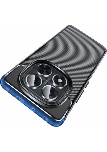 Xiaomi Redmi Note 14 Pro 5g Kılıf Kamera Korumalı Karbon Desenli Lux Negro Silikon - Siyah + Hayalet Ekran Koruyucu