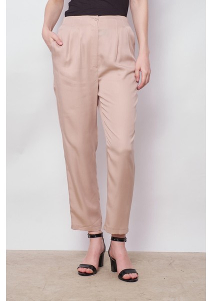 %100 Iyocell Akıcı Şık Kumaş Dökümlü Iç Göstermez Smart Yazlık Pantolon(Hırka Jument 60053)-TAŞ