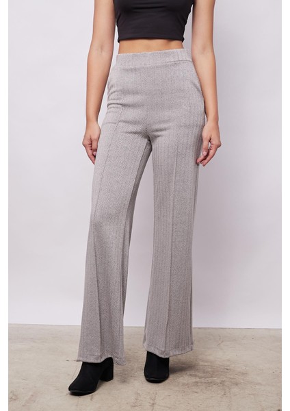 Kadın Desenli Hafif Likralı Yumuşak Dokulu Kalın Kumaş Yüksek Bel Cepli Önü Dikişli Palazzo Pantolon-Bej Balıksırtı fırsatları