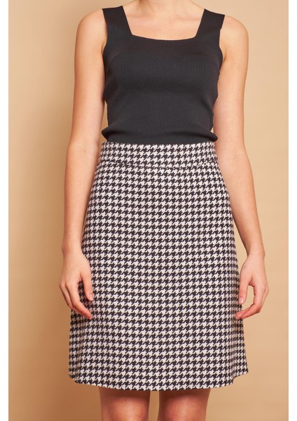 Kadın Tüvit Kumaş Yüksek Bel Çan Etek-Siyah Kazayağı indirimleri