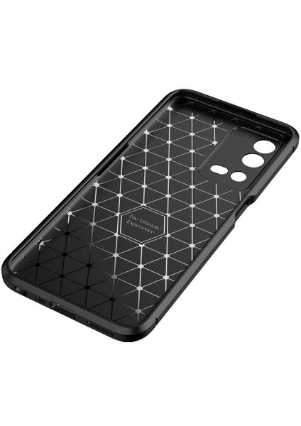 Oppo A55 4g Kılıf Kamera Korumalı Karbon Desenli Lux Negro Silikon - Siyah + Hayalet Ekran Koruyucu