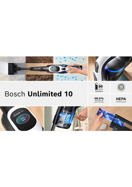 BCS1041WAC Şarjlı Süpürge Unlimited 10 Beyaz