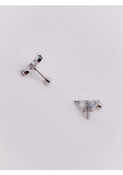 Cerrrahi Çelik Piercing ( Pirsing ) Zirkon Kelebek Tragus Helix Piercing (1ADET) modelleri