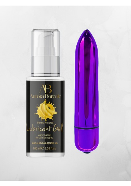 Aurora Boreale Muz Aromalı Kayganlaştırcı Jel 100ML + Mini Kurşun Vibratör Mor