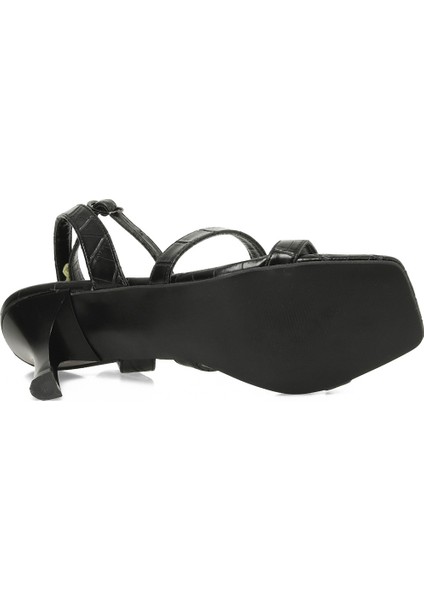 25S-218 5fx Siyah Kadın Topuklu Sandalet