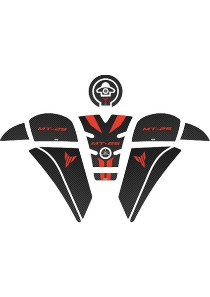 Yamaha Mt-25 2020-2024 Kırmızı-Siyah Tank Pad Set