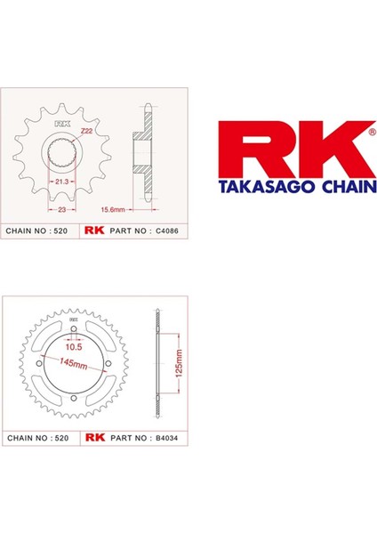 Rk Yamaha Xt 600 E 14/43T Ön Arka Dişli Set 520