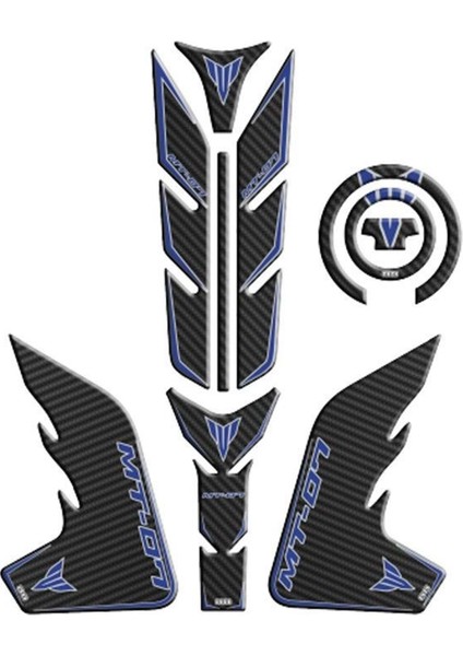 Yamaha MT07 2018-2020 Mavi-Siyah Tank Pad Set