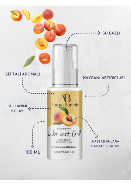 Aurora Boreale Şeftali Aromalı Kayganlaştırcı Jel 100ML + Mini Kurşun Vibratör Mor