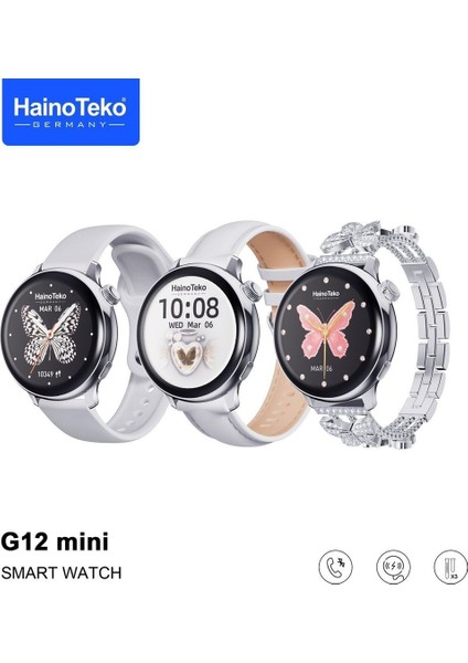Hainoteko G12 Mini Akıllı Saat 3 Kordonlu Bayanlara Şık Tasarım Amoled Ekran Akıllı Saat indirimleri