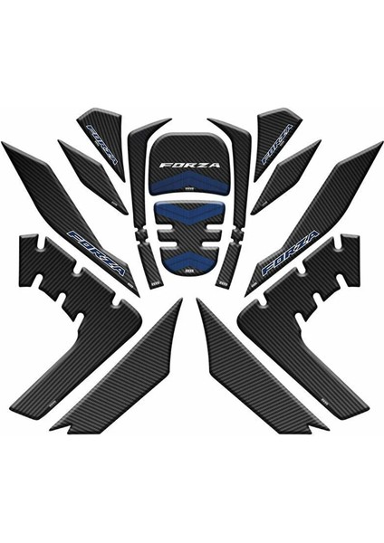 Honda Forza 2018-2020 Mavi-Siyah Tank Pad Set