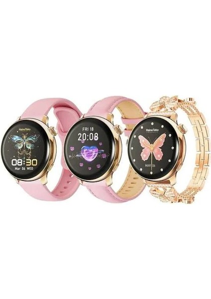 Hainoteko G12 Mini Akıllı Saat 3 Kordonlu Bayanlara Şık Tasarım Amoled Ekran Akıllı Saat fiyatları