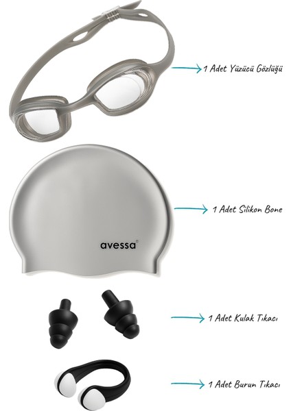 4'lü Yetişkin Yüzücü Seti Deniz Gözlüğü Havuz Bonesi Kulak Burun Tıkacı Havuz Gözlüğü Yüzücü Gözlüğü fırsatları