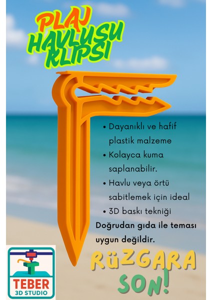 Plaj Havlusu Klipsi / Havlu Mandalı - Turuncu modelleri