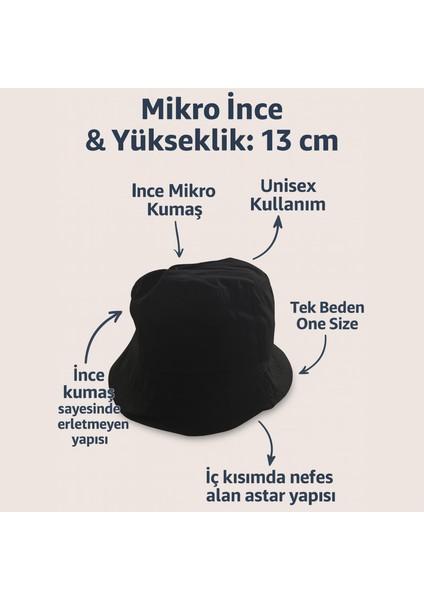 Unisex Mikro Kumaş Yazlık Kova Şapka Havalandırmalı, Terletmeyen Ince Bucket fiyatları
